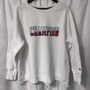 Vintage Champion Graphic Crew Neck Sweatshirt Retro White 3X - READ GC